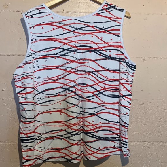 Sleeveless tank top - White with red and blue wavy line pattern 3XL - Picture 5 of 5